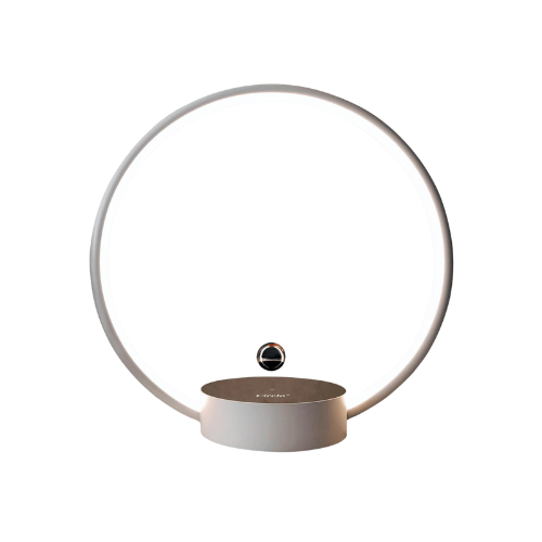 Modern levitating lamp with glowing LED ring