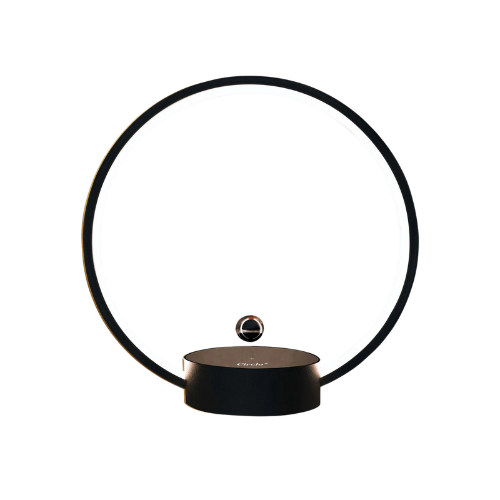 Modern levitating lamp with glowing LED ring