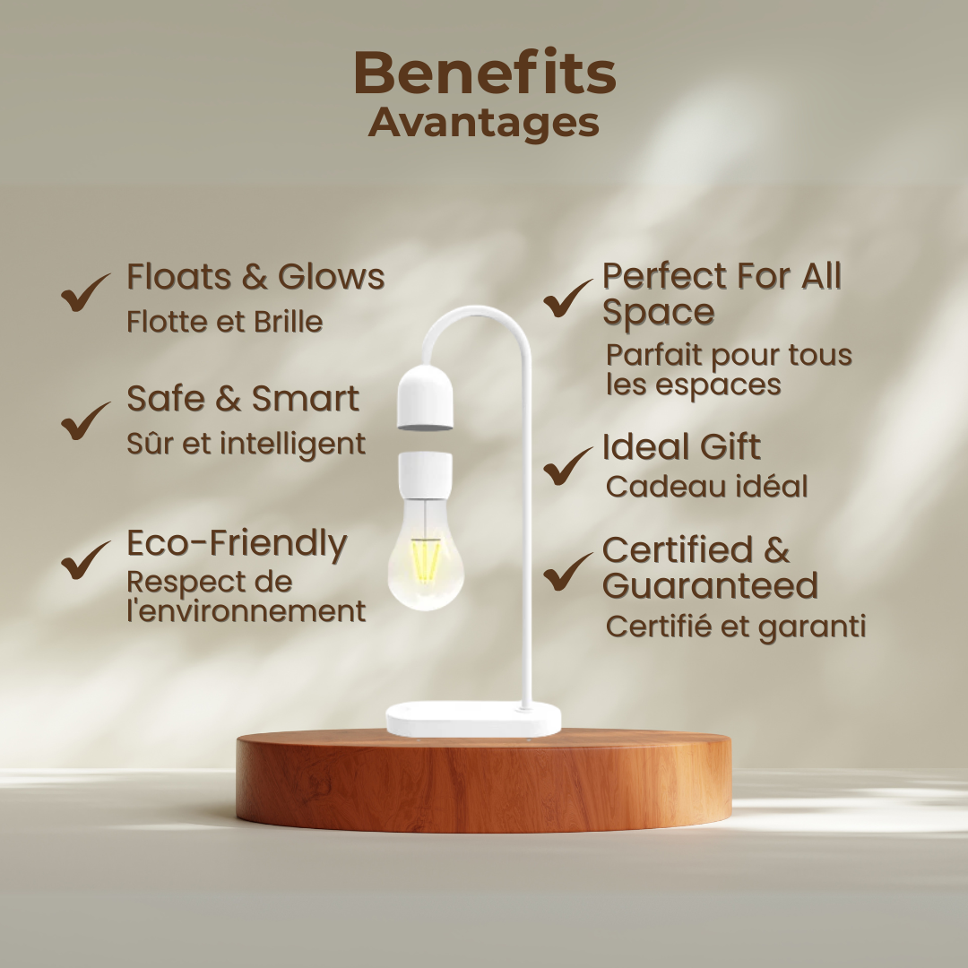 LEV Ignite floating desk lamp in the modern workspace