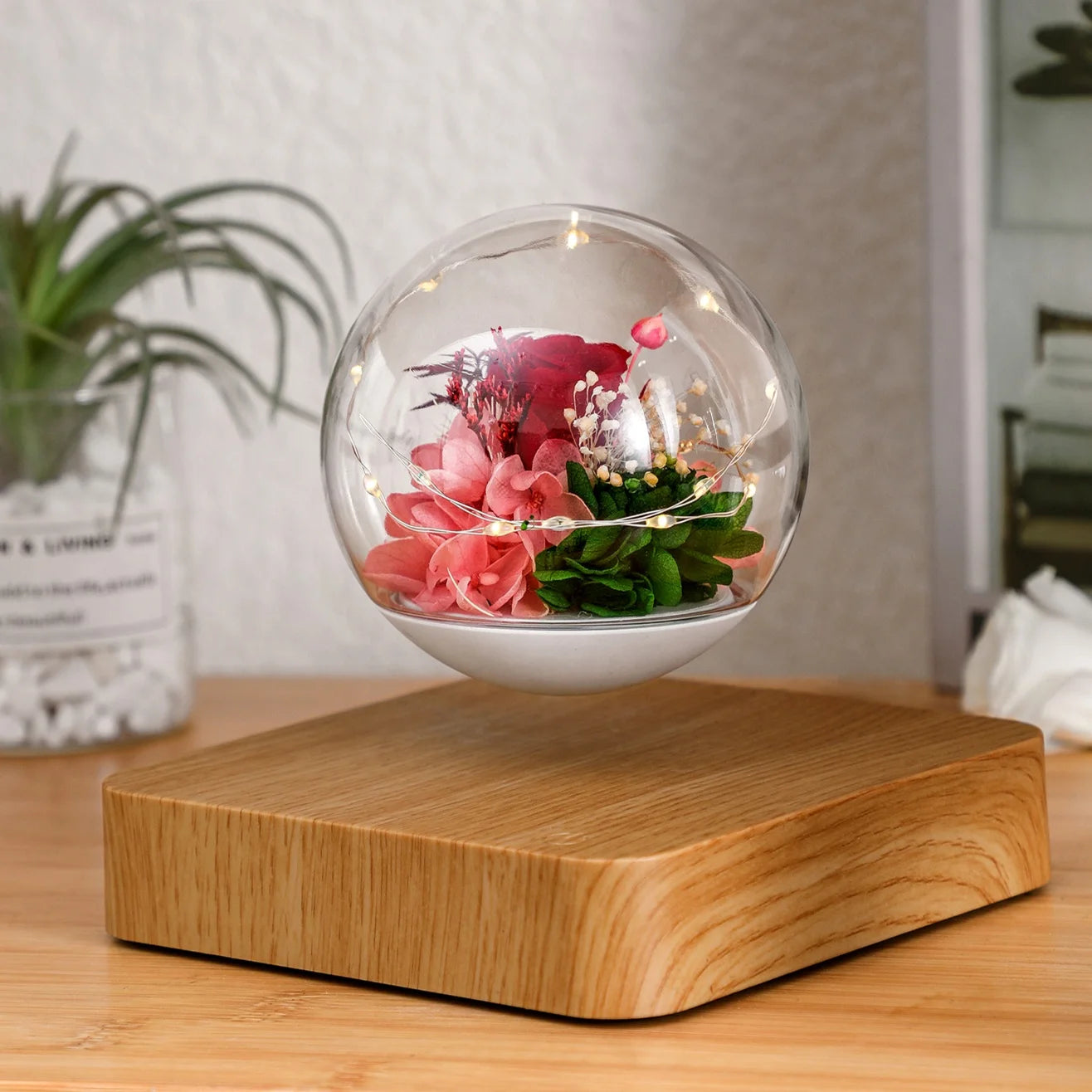 Romantic floating rose lamp in modern living room